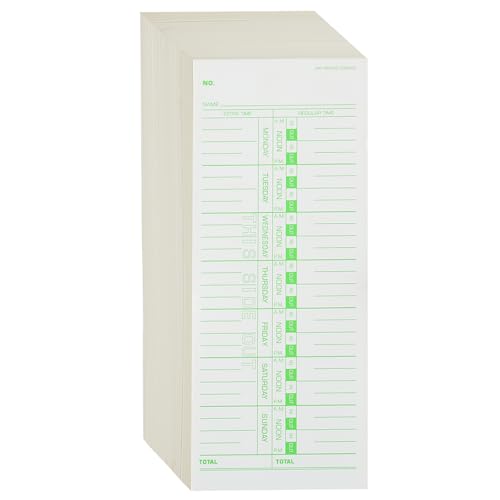 500PCS Time Cards for Employees Weekly, 1 Sided Time Sheets, 3-1/2" x 9", Green