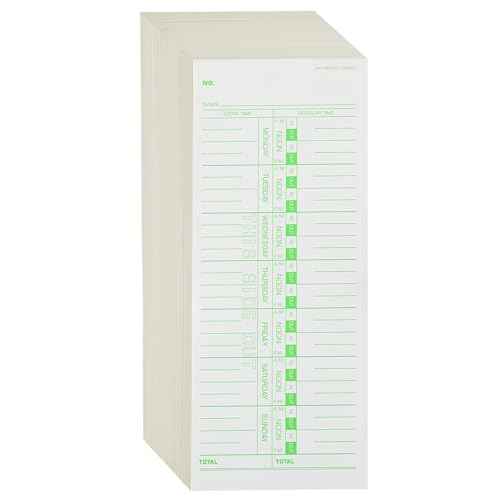 1000PCS Time Cards for Employees Weekly, 1 Sided Time Sheets, 3-1/2" x 9", Green