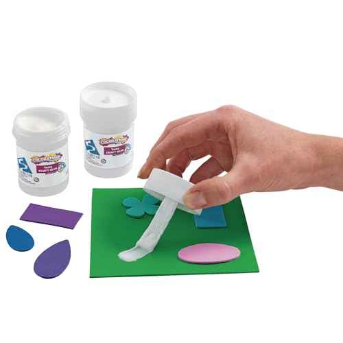 Colorations¢ç Tacky Craft Glue Classroom Pack Jars, Each with Built in Brush Applicator, Set of 12, Each 3oz, Thick & Strong Tacky Glue, Dries Clear, Use at School, Home, Office & Craft Projects