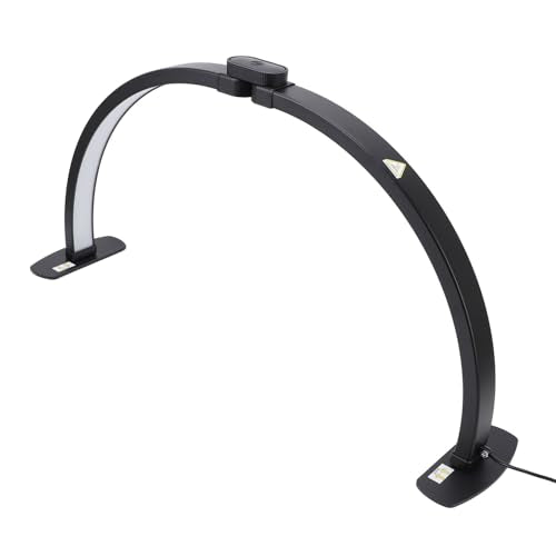 Half Moon Nail Desk Lamp, Nail Light for Desk, Folding Half Moon Light, 3000K-6000K Adjustable Brightness Lash Lamp Nail Tech Desk Lamp with Phone Holder for Beauty Eyelash Manicure Black (US Plug)