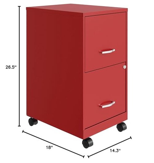 Lorell LYS SOHO File/File Mobile File Cabinet, Red