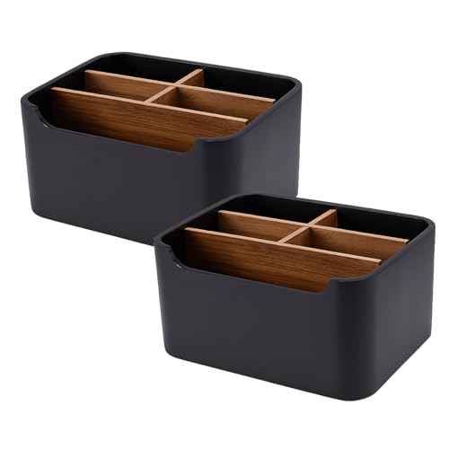 Stylish Desk Organizers and Remote Control Holders in Black, Pen Phone Holder Organizer, Multi-Purpose Caddy Storage Accessories for Office Desktop Coffee Table Bedside Nightstand