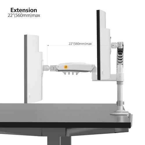 NB North Bayou Dual Monitor Desk Mount Stand Full Motion Swivel Computer Monitor Arm Fits 2 Screens up to 27'' with Load Capacity 4.4~19.8lbs for Each Monitor H180-W