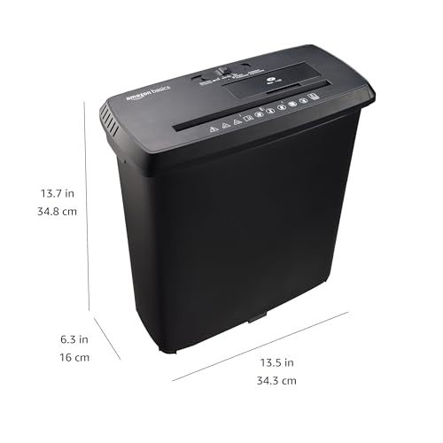Amazon Basics 8-Sheet Strip Cut Paper & CD Credit Card Shredder with Basket - With Bin