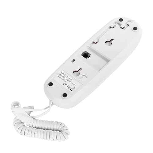 White OF-990 Slimline Telephone Wall-Mountable Basic Corded Telephone No AC Power Required, Corded Home Phone