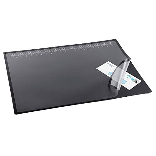 Artistic Logo Desk Pad 19x24 Inch Engineering Office Mat with Ruler Measurements, Black/Clear