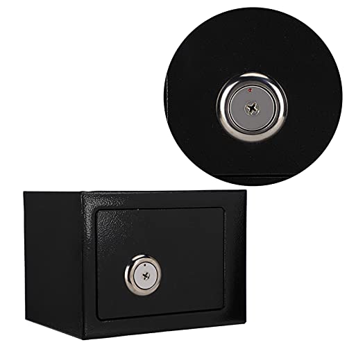 Steel Safe Box with Key Lock, Anti-Theft Security Storage for Cash, Jewelry, Documents, Home & Office Use, Includes 2 Keys & Screws
