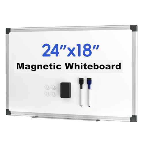 VUSIGN Magnetic Dry Erase White Board for Wall 24"¡¿18"- 1 Eraser, 2 Markers, 4 Magnets, Aluminum Frame Whiteboard for Home, School, Office