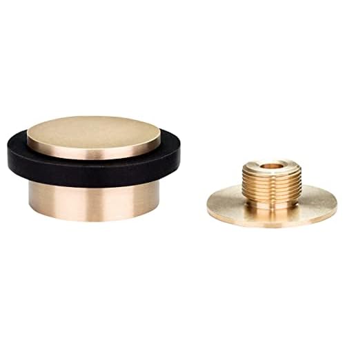 EVI | Adhesive Doorstop | 1.37'' X 0.8'' | Threaded Base | Black Rubber | Brass | Matte Finish | Includes Screw + Clamping Anchor | Mod. I-203