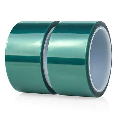 BOMEI PACK High Temp Tape Powder Coating, High Temp Masking Tape 2 Rolls x 2 inches x 216 Feet, Heat Resistant, Epoxy Release Ideal for Painting, Powder Coating, Circuit Boards