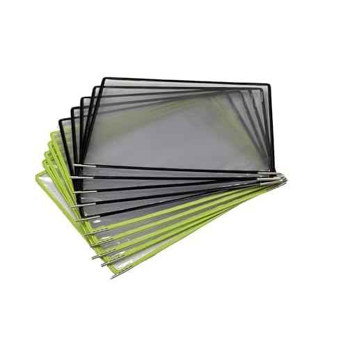Tarifold Wall Mount Reference System with 10 Double-Sided Green & Black-Framed Display Pockets - 20 Sheet Capacity - Letter-Size (WBL291)