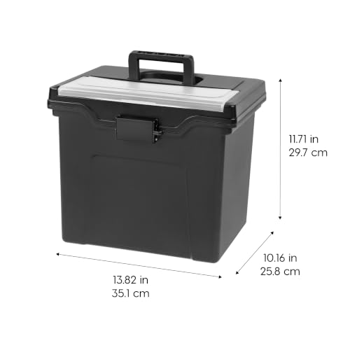 IRIS USA Letter File Box Organizer with Lid & Handle - Black