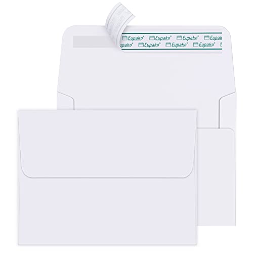 Eupako A2 White Paper Envelopes 250 Pack 4.375 x 5.75 Inches Self Seal Invitations