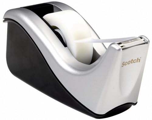 Scotch Desktop Tape Dispenser Silver/Black Two-Tone 1 Pack (C60-ST)
