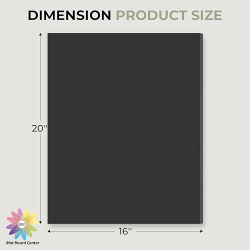 Mat Board Center, 12 Pack 16x20 Black Foam Boards, Acid Free Foam Core Board, 1/8 inch Thick