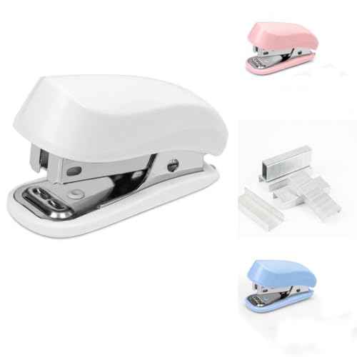 Pink Color Mini Stapler with Staples,Small Cute Stapler for Desk,Gift for Student or Office Use (Pink)