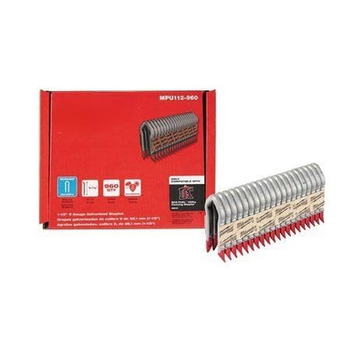 for Milwaukee Tool Mpu112-960 Cable Staples, 9 Ga, Diamond Crown, 1-1/2 in Leg L