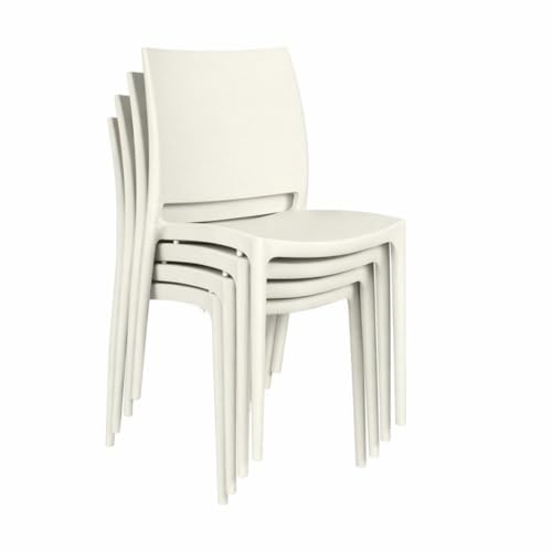 Niche Terrace White Plastic Outdoor Stackable Chair Set of 4