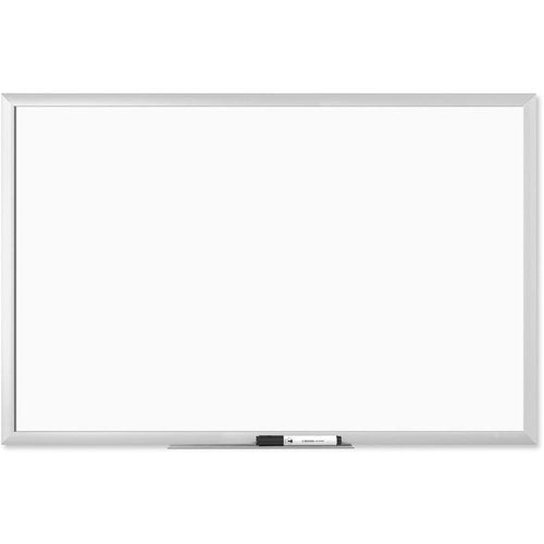 U Brands Melamine Non-Magnetic Dry Erase Board White Board, 36" x 48" Inches, Silver Aluminum Frame