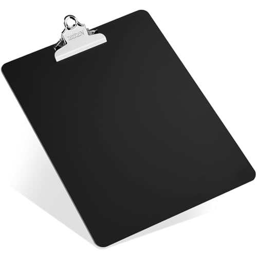 ZCZN Black Metal Clipboard 12 x 9 Inches Heavy Duty Aluminum Clipboards A4/Letter Size with High Capacity Clip