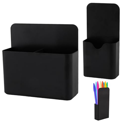 KITANIS Magnetic Pen Holder Black, 2 Pack, Strong Magnet & Adjustable Dividers