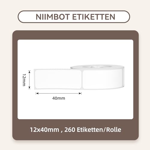 NIIMBOT D11 Label Maker Tape D110 Labels 3Rolls, Self-Adhesive Labeling Tape Replacement 0.47" X 1.57" (12 X 40mm) Thermal Label Refills for Home Office, 480 Labels/3Rolls, White