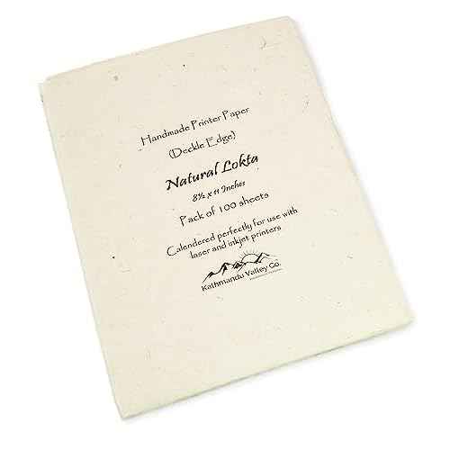 Handmade Lokta Laser and Inkjet Printer Paper with Deckle Edge 8.5x11 Inch Vintage Decorative Specialty Printing Paper (100 Sheets, Natural)