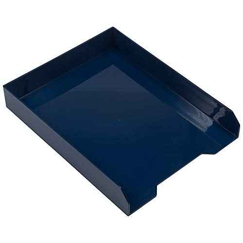JAM PAPER Stackable Paper Trays - Navy Blue - Desktop Document, Letter, & File Organizer Tray - 2/Pack