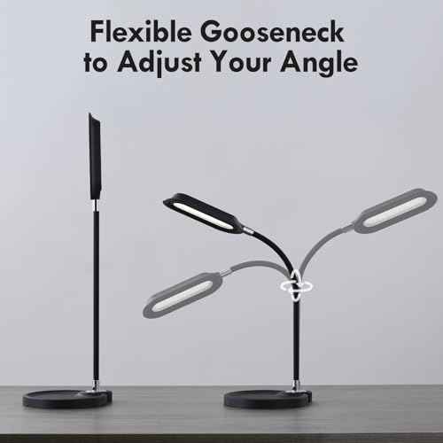 WILIT LED Desk Lamp, 800LM Bright Dimmable Table Lamp with 3 Color Modes, Bedside Lamp with Storage Base, Study Lamp with Adjustable Gooseneck, Reading Lamps for Home Office Dorm (Black)