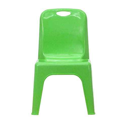 Flash Furniture 2 Pack Green Plastic Stackable School Chair with Carrying Handle and 11" Seat Height