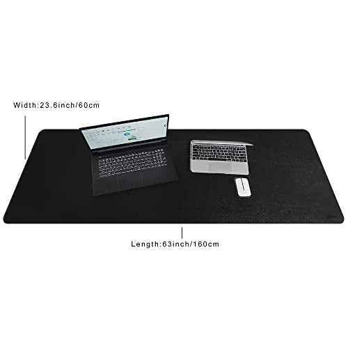 Vyaaa Leather Desk Mat, 63" x 23.6" Leather Desk Pad Protector, Waterproof Extra Large Desk Mat, Large Mouse Pad, Desk Mats on top of Desks for Home or Office (Black)