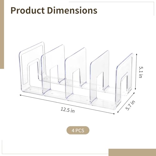 4 Pack Acrylic Desktop Book Organizers - Clear File & Purse Holders