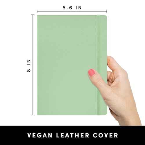 PAPERAGE Lined Journal Notebook, (Sage Green), 160 Pages, Medium 5.6 in x 8 in - 100 GSM Thick Paper ? Hardcover Journaling Notebook for Work, School & Note Taking