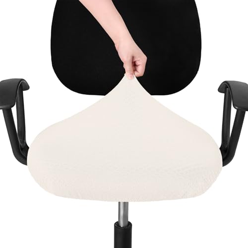 Smiry Ivory Chair Seat Cover for Office Chair - Anti-Dust Stretch Jacquard