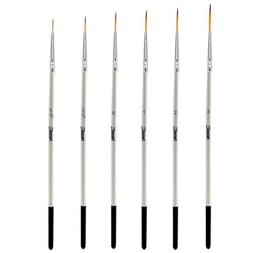Script Liner Paintbrush 6 PCS Highly Flexible Liner Brush Extra Long Fine Point Tip Pinstriping Scroll Outlining Brush for Acrylic Watercolor Oil Gouache