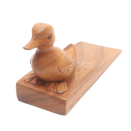 NOVICA Animal Themed Wood Doorstop, Brown, Helpful Duck in Brown'