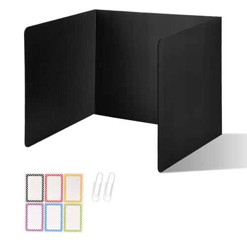 2 Pack Desk Dividers for Students,3-Fold Privacy Screens,Testing Dividers for Classroom Waterproof,Plastic Easy Clean Privacy Shields for Student Includes Extra Labels