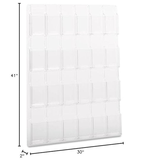 Safco Reveal Literature Rack, 24 Compartments Magazine Holder, Wall-Mounted Brochure Organizer, Acrylic, Clear