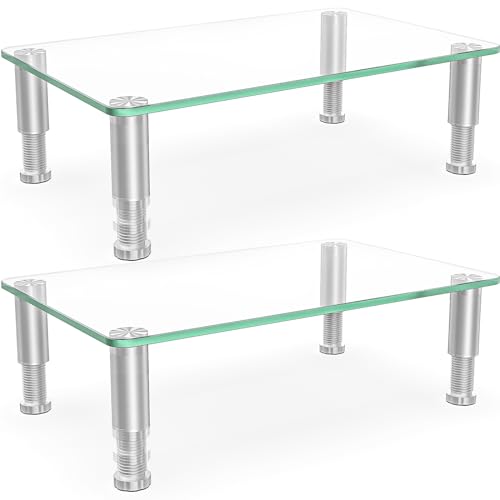 Hemudu Clear 2-Pack Adjustable Monitor Riser for LCD LED TV Laptop Stand
