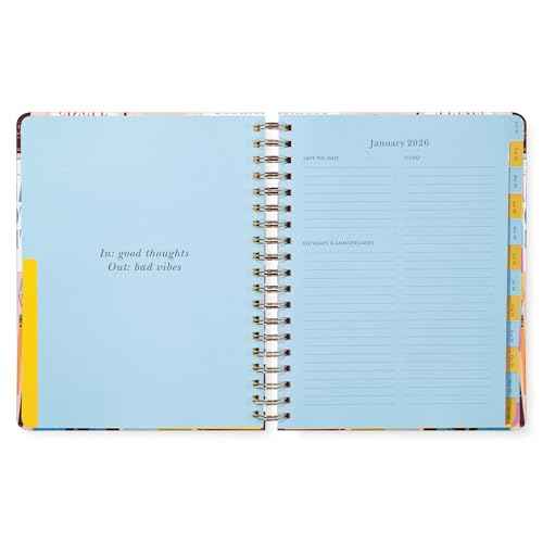 kate spade new york Daily Planner 2026 Mega Agenda January - December 2026, Hardcover Weekly and Monthly Spiral Planner with Stickers (Book Club)