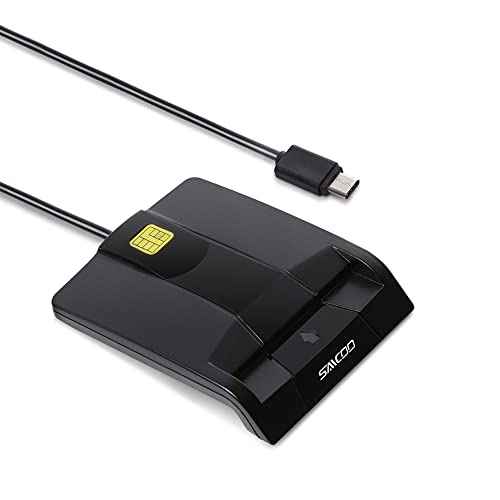 SAICOO Type C Smart Card Reader DOD Military USB-C Common Access CAC Card Reader, Compatible with Windows (32/64bit) XP/Vista/ 7/8/10, Mac OS X