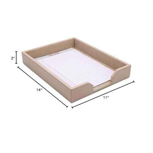 DACASSO Bonded Leather Desktop Letter Tray - Luxury Letter Holder & Paper Organizer for Desk - Office Organization & Executive Desk Decor - (White Latte)