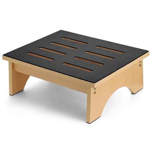 Wooden Step Stool, Bed Steps for High Beds for Adults Elderly with Non-Slip Rubber Surface, Heavy Duty One Step Stool for Bed with 450 LBS Capacity for Bedroom Kitchen Bathroom, or Bedside