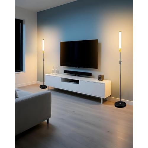68" LED Floor Lamp for Living Room, Stepless Dimmable(10-100% Brightness) Standing Tall Lamps for Bedroom/Office, Industrial Floor Lamp, Mid Century Floor Lamps with Foot Switch-Black
