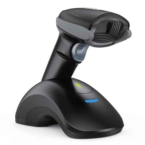 TEEMI Bluetooth Barcode Scanner with USB Charging Cradle Data Receiver, 1D 2D QR Wireless Bar Code Reader for iOS Android Windows Mac OS, BT 5.0 Longer Range, Automatic Handsfree Screen Scanning