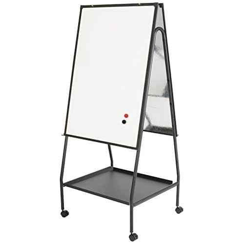 Best-Rite Wheasel, Double Sided Magnetic Dry Erase Porcelain Steel Whiteboard Easel, 65"H x 28.75"W x 27"D (770)