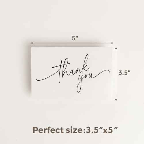52-pack Thank You Cards Bulk with Kraft Envelopes & Matching Stickers, 3.5x5 Inches, Minimalist Design | Perfect for Business, Weddings, Baby & Bridal Showers, Graduations & Funerals.