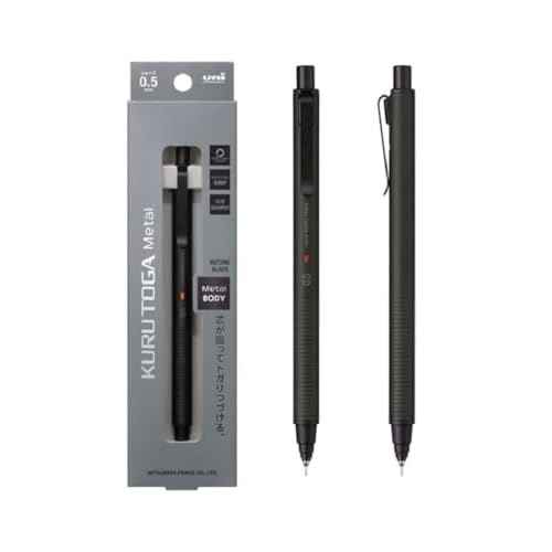 KURUTOGA Mitsubishi Pencil Mechanical Pencil Metal 0.5mm Nocturne Black M5KH1P.24 With Original Stylus Ballpoint Touch Pen