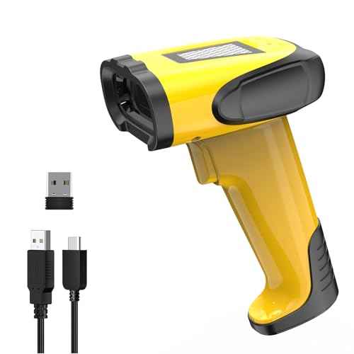 2.4GHz Wireless & Bluetooth Handheld 1D 2D Barcode Scanner, Triple Mode USB Laser Scanning Gun for Android iOS Windows, Retail Warehouse Inventory Management