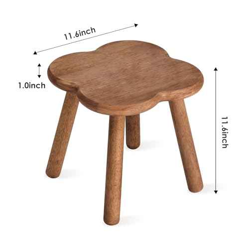 11.6inch Wooden Step Stool for Adults Small Wooden Stool Perfect Matched Sensory Table Great Assistant for Kitchen Bathroom Living Room Bedroom Garden (Full Body Natural Real Wood)